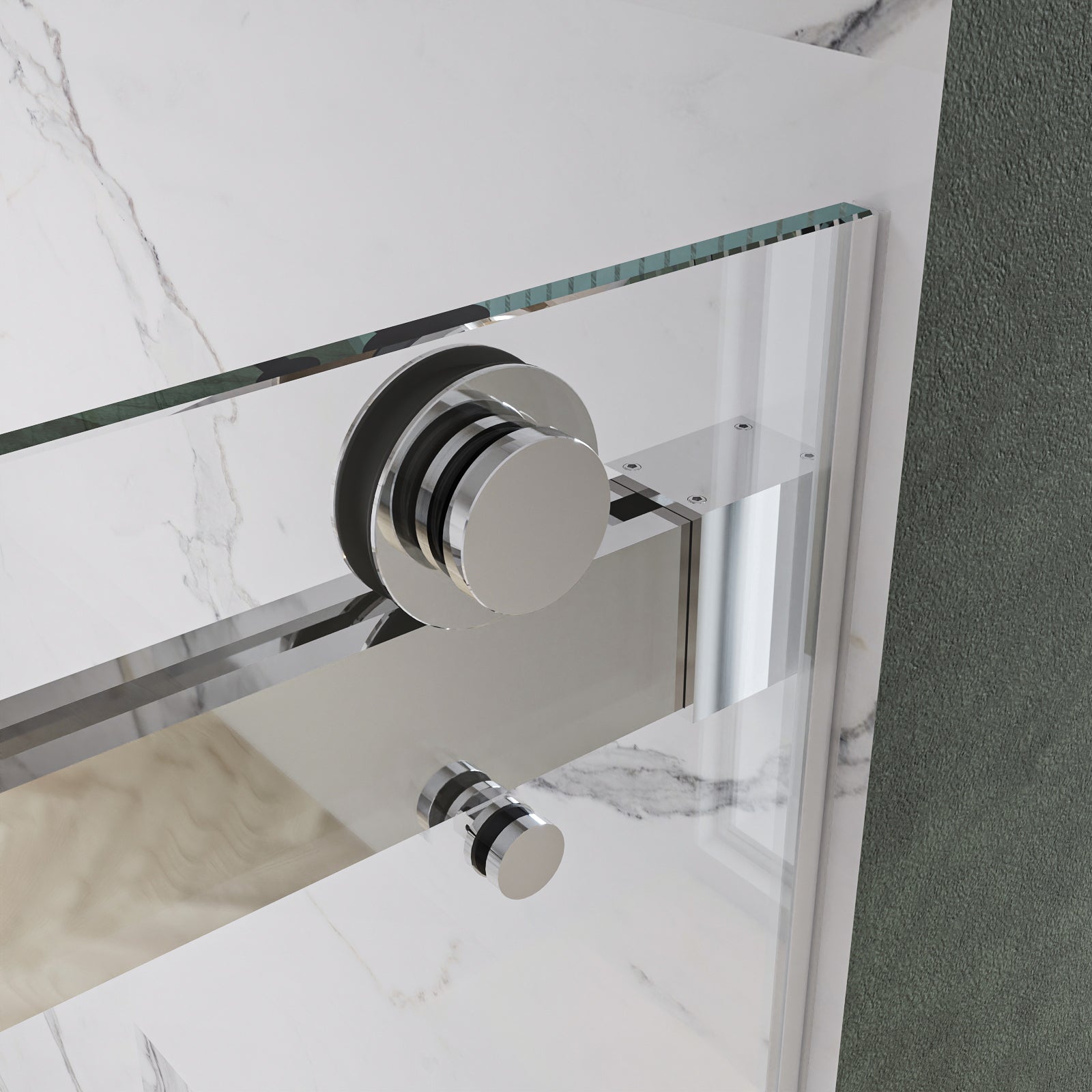 Maris-Plus Soft-Closing Frameless Double Sliding Shower Door with 3/8" Clear Tempered Glass