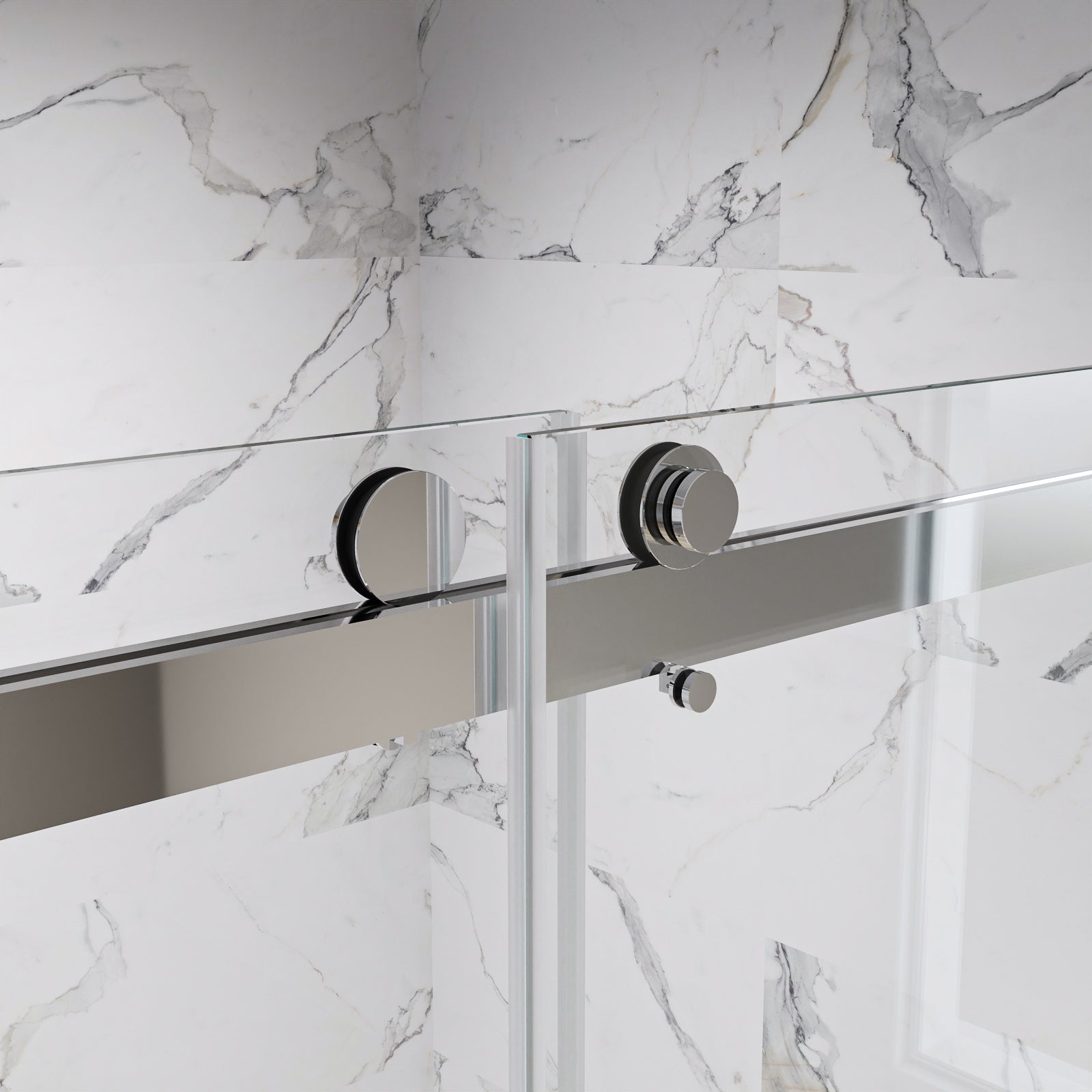 Maris-Plus Soft-Closing Frameless Double Sliding Shower Door with 3/8" Clear Tempered Glass