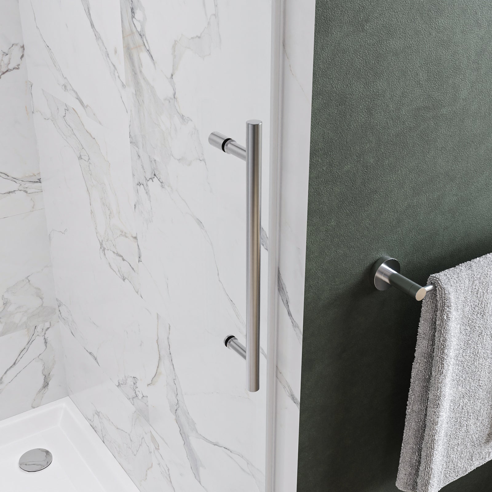 Clyra Frameless Single Sliding Shower Door with 3/8" Clear Tempered Glass