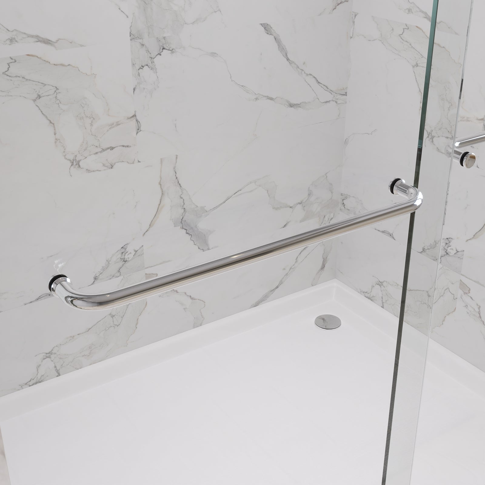 Fusion Framed Double Sliding Shower Door with 5/16" Clear Tempered Glass
