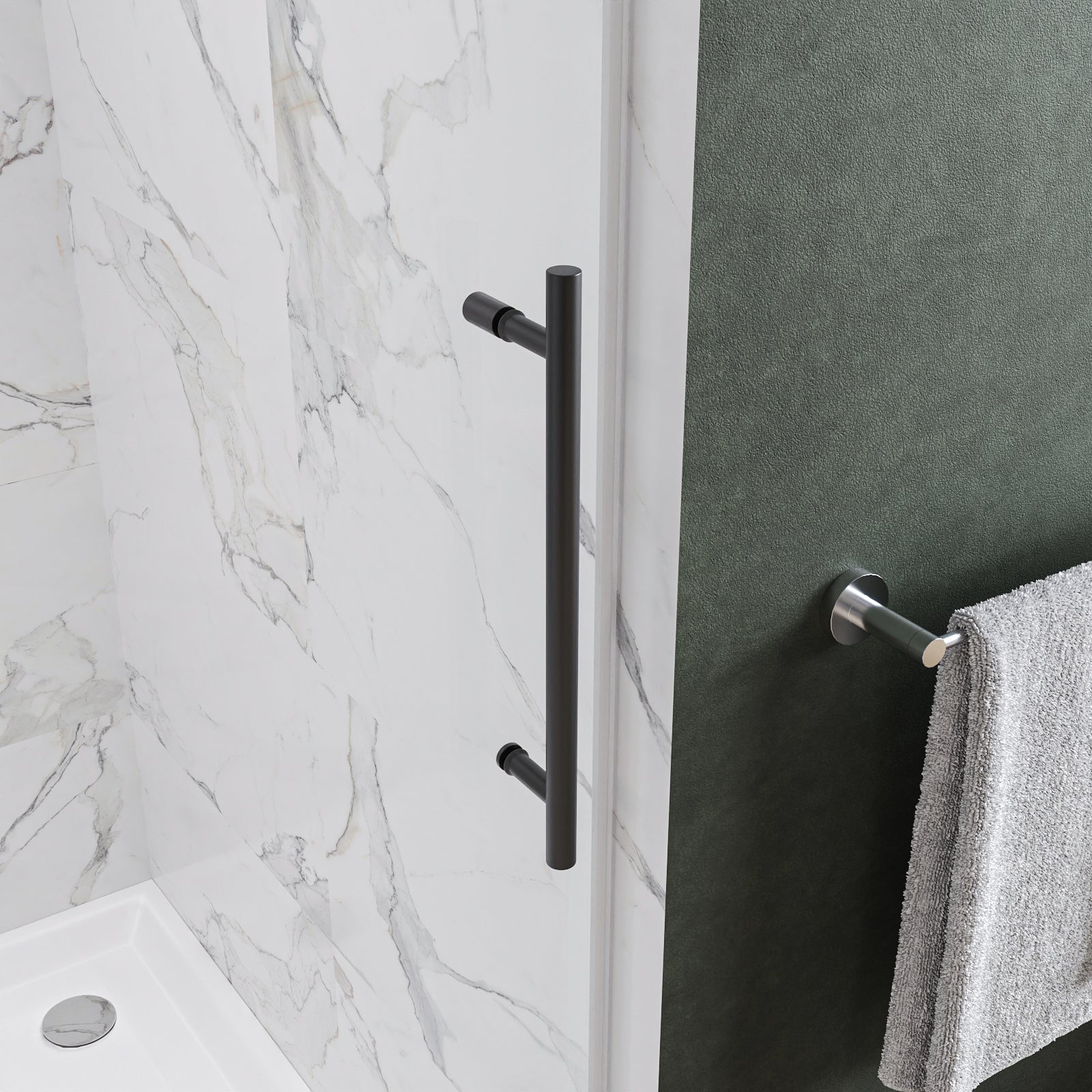 Clyra Frameless Single Sliding Shower Door with 3/8" Clear Tempered Glass