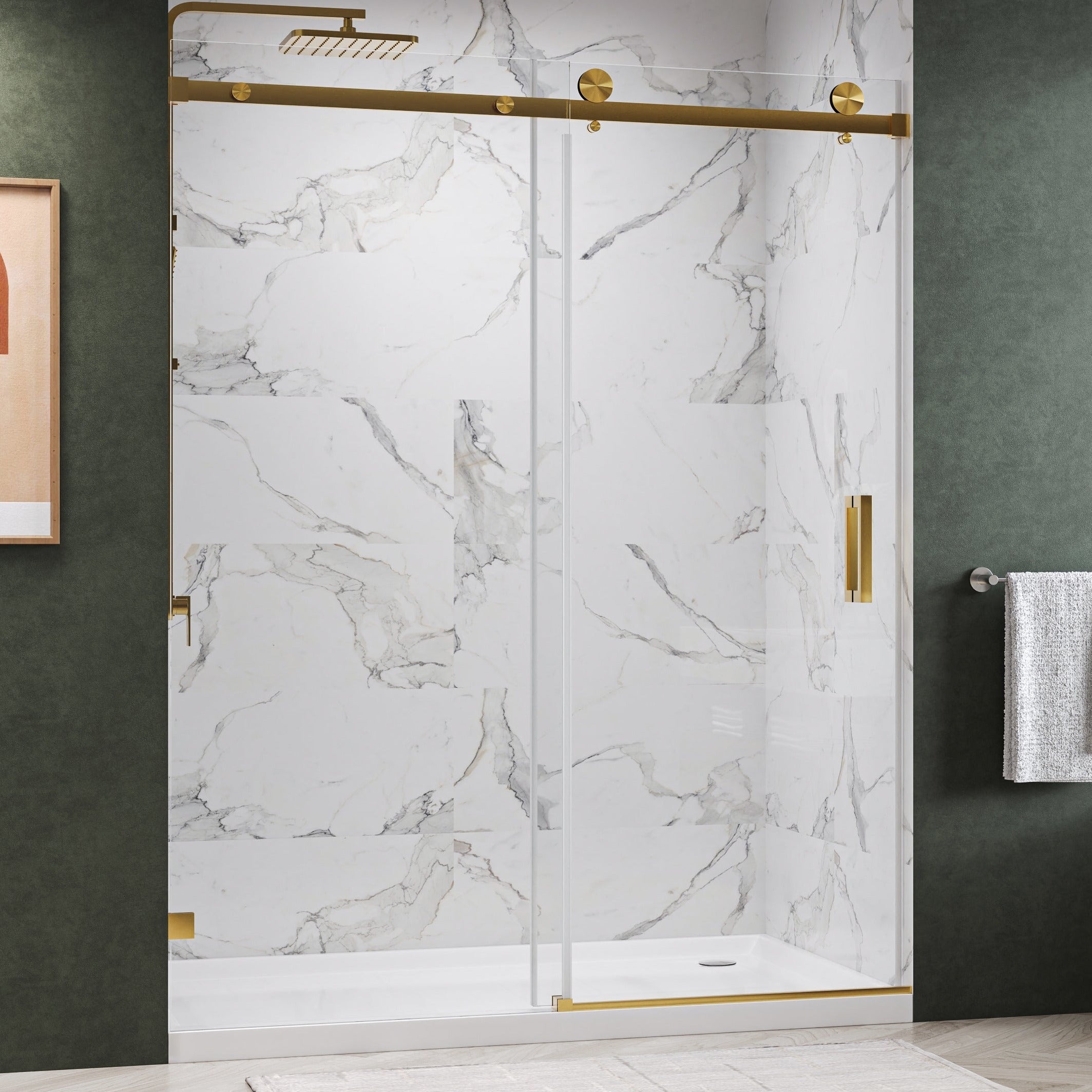 Oceana Frameless Single Sliding Shower Door with 3/8" Clear Tempered Glass