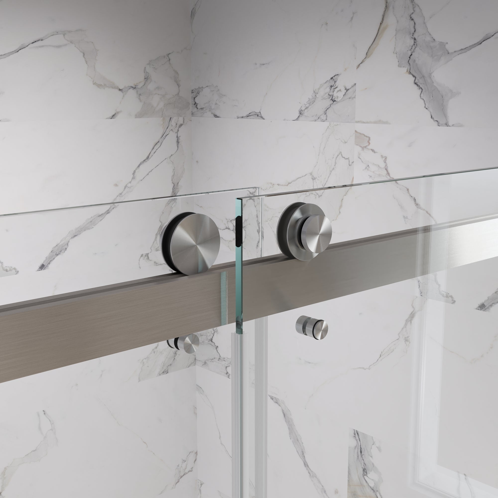 Maris Frameless Double Sliding Shower Door with 3/8" Clear Tempered Glass