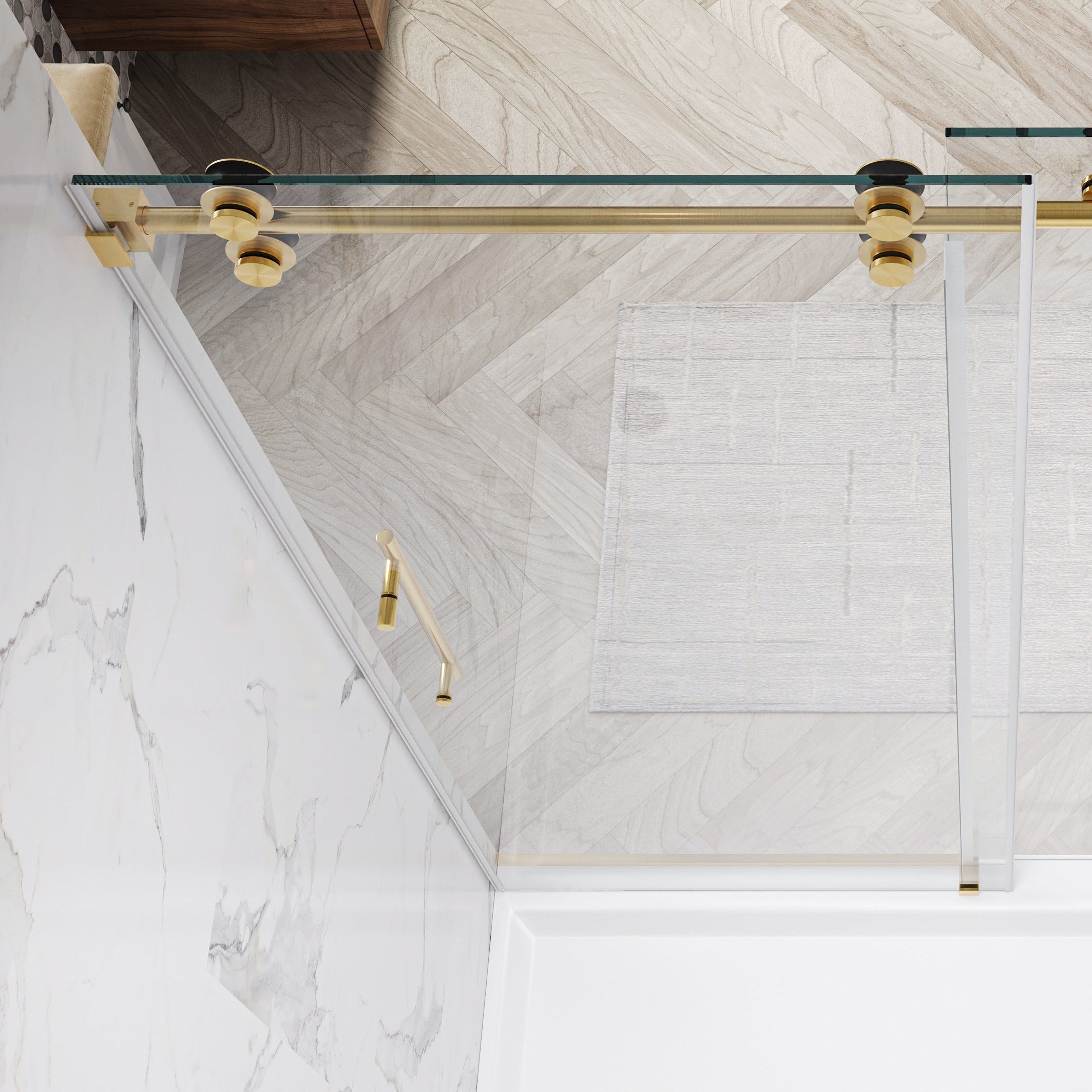 Clyra Frameless Single Sliding Shower Door with 3/8" Clear Tempered Glass