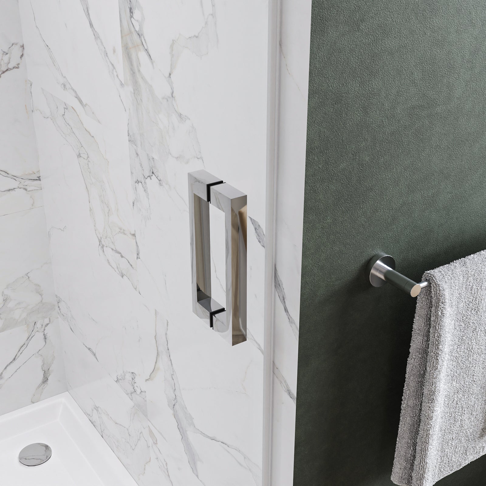 Oceana Frameless Single Sliding Shower Door with 3/8" Clear Tempered Glass