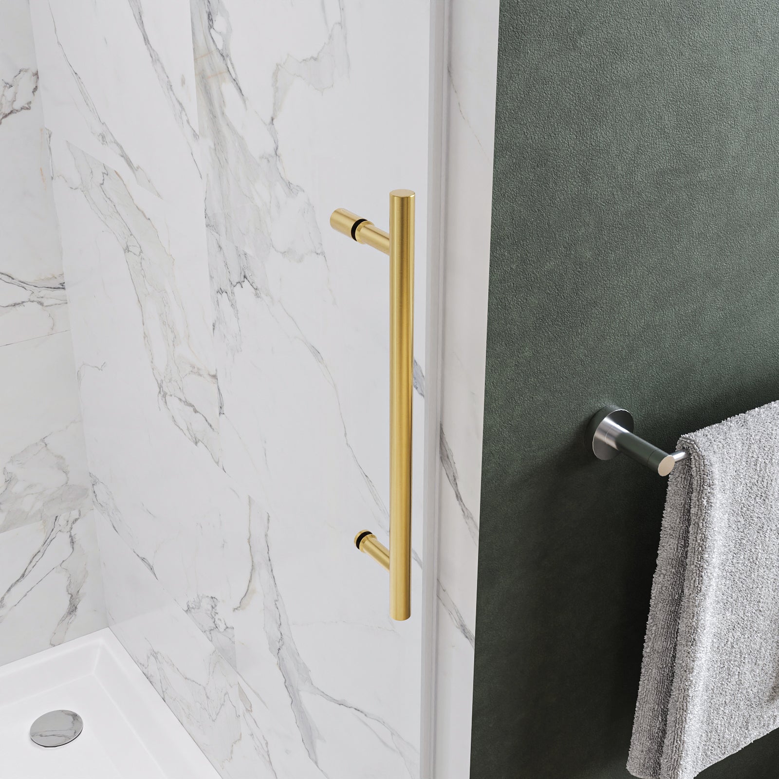 Clyra Frameless Single Sliding Shower Door with 3/8" Clear Tempered Glass